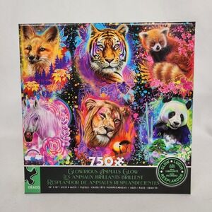 New Sealed Ceaco "Glowrious Animals Glow" 750 pc Glow in the Dark‎ puzzle
